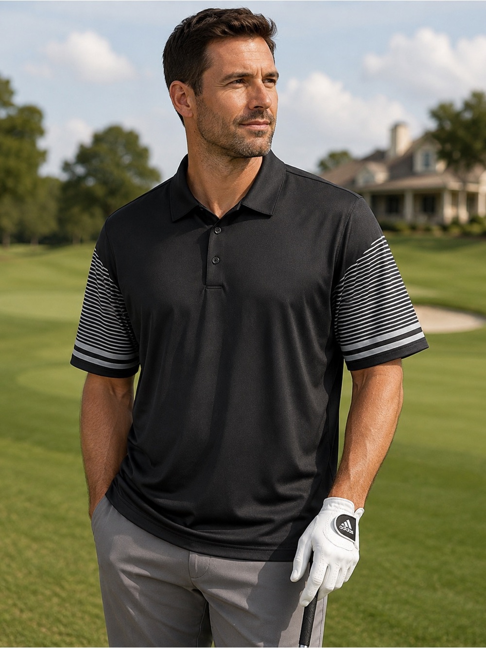 Adidas Golf Gradient Sleeve Polo Black Men’s 2XL and XL NWT